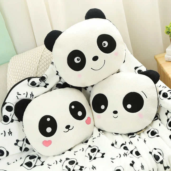 2-in-1 Cute Panda Plush Blanket Pillow
