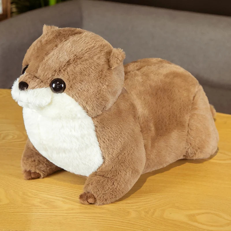 Chubby Brown Otter Plushie with White Belly