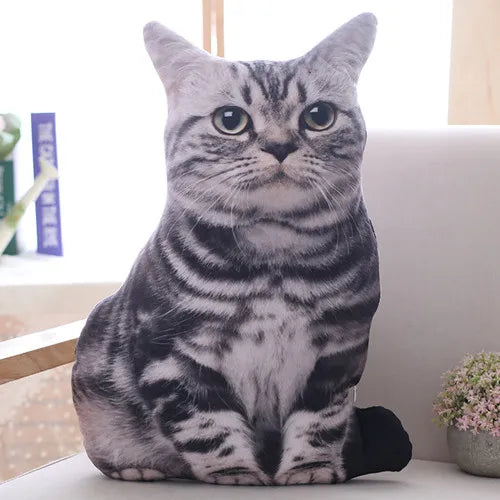 3D Photorealistic Cat Plush Throw Pillow
