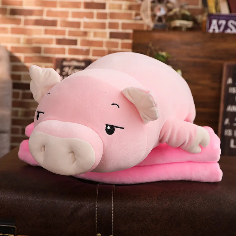 Chubby Lying Pink and Cream Pig Plush