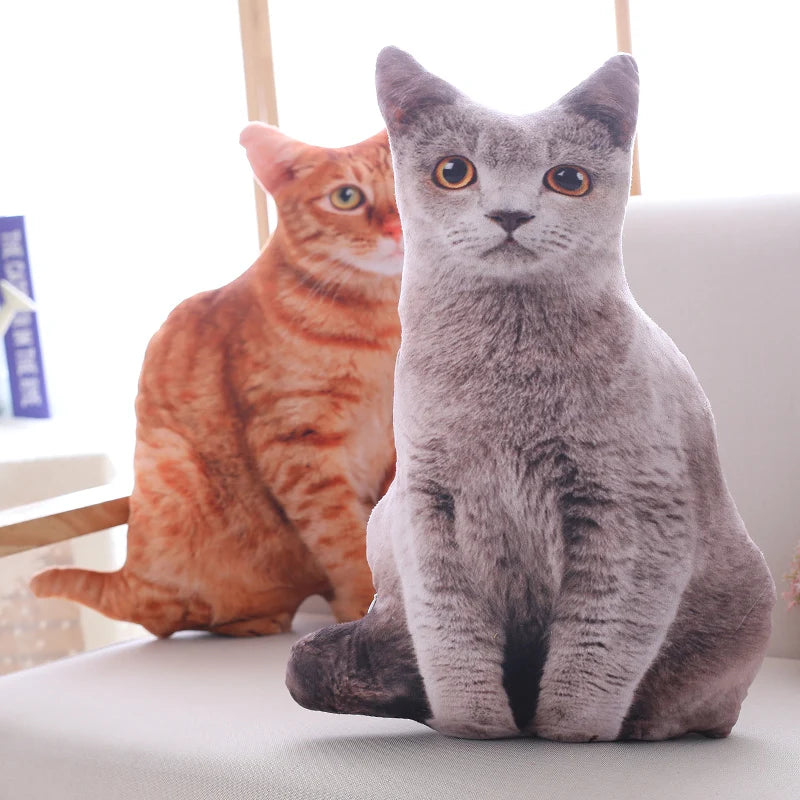 3D Photorealistic Cat Plush Throw Pillow