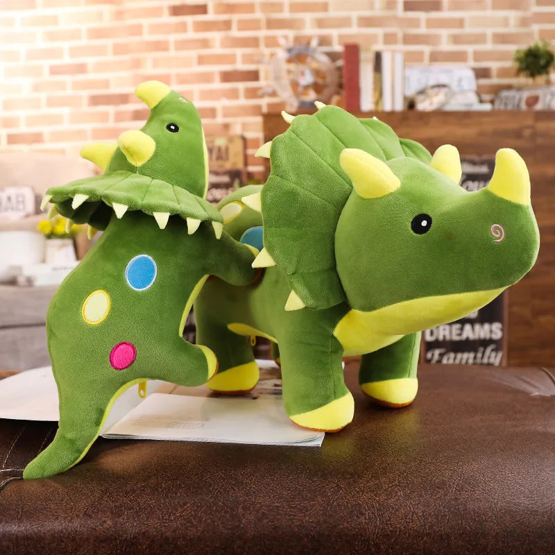 Cuddly Green Triceratops Dinosaur Plush