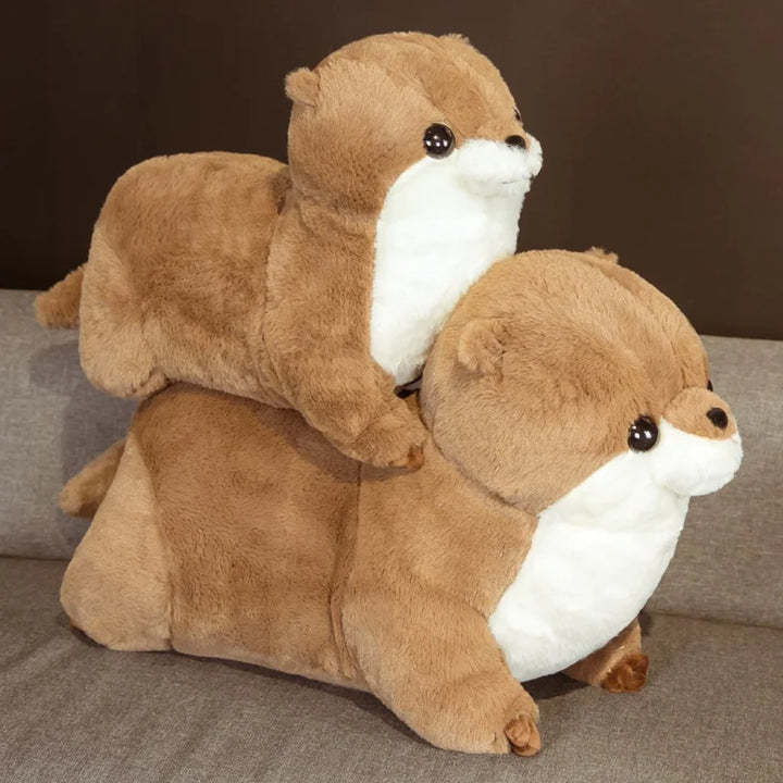 Chubby Brown Otter Plushie with White Belly