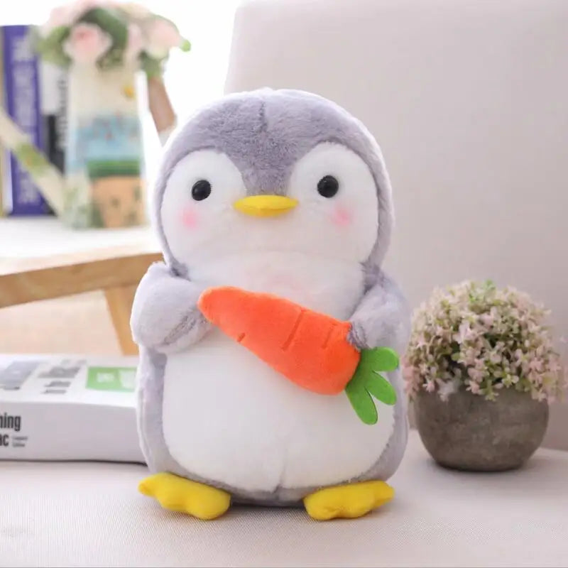 Chubby Gray Penguin Plush with Sweet Accessories
