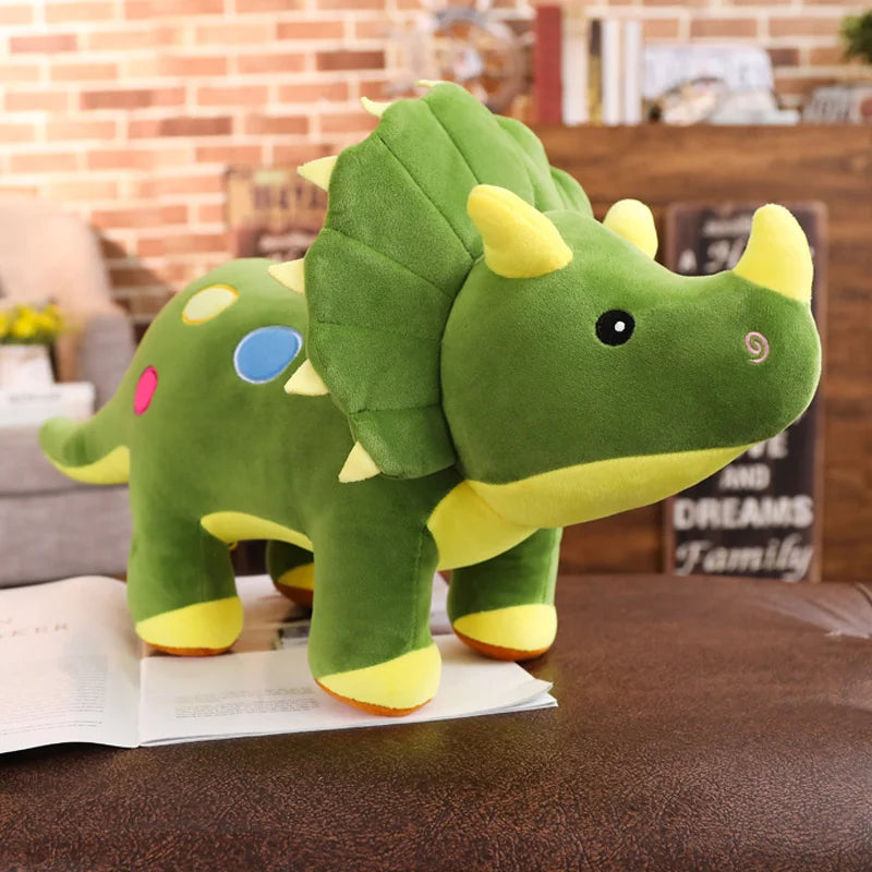 Cuddly Green Triceratops Dinosaur Plush