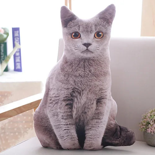 3D Photorealistic Cat Plush Throw Pillow