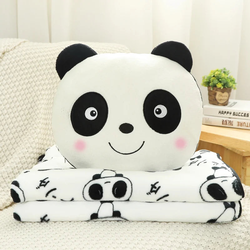 2-in-1 Cute Panda Plush Blanket Pillow