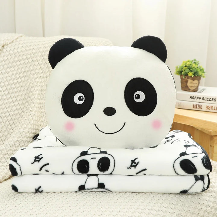 2-in-1 Cute Panda Plush Blanket Pillow