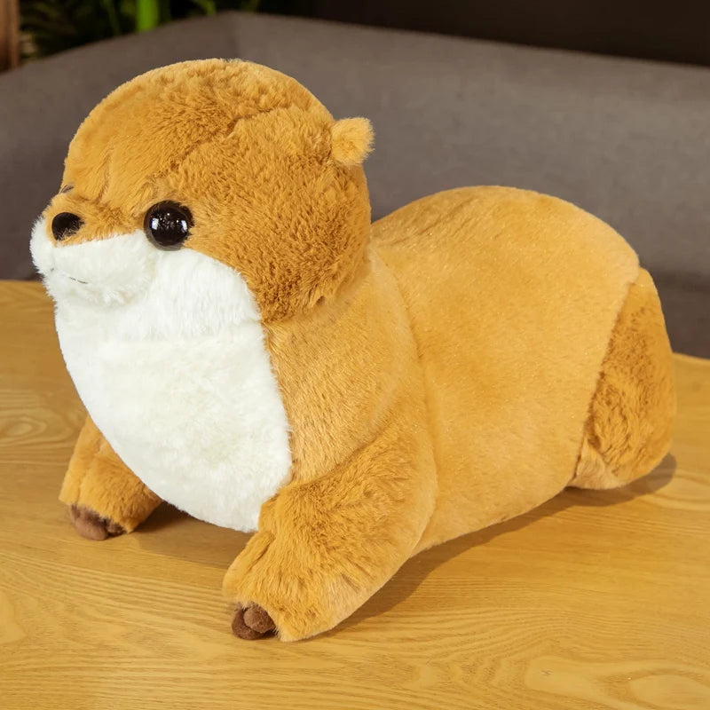 Chubby Brown Otter Plushie with White Belly