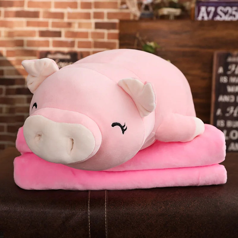 Chubby Lying Pink and Cream Pig Plush