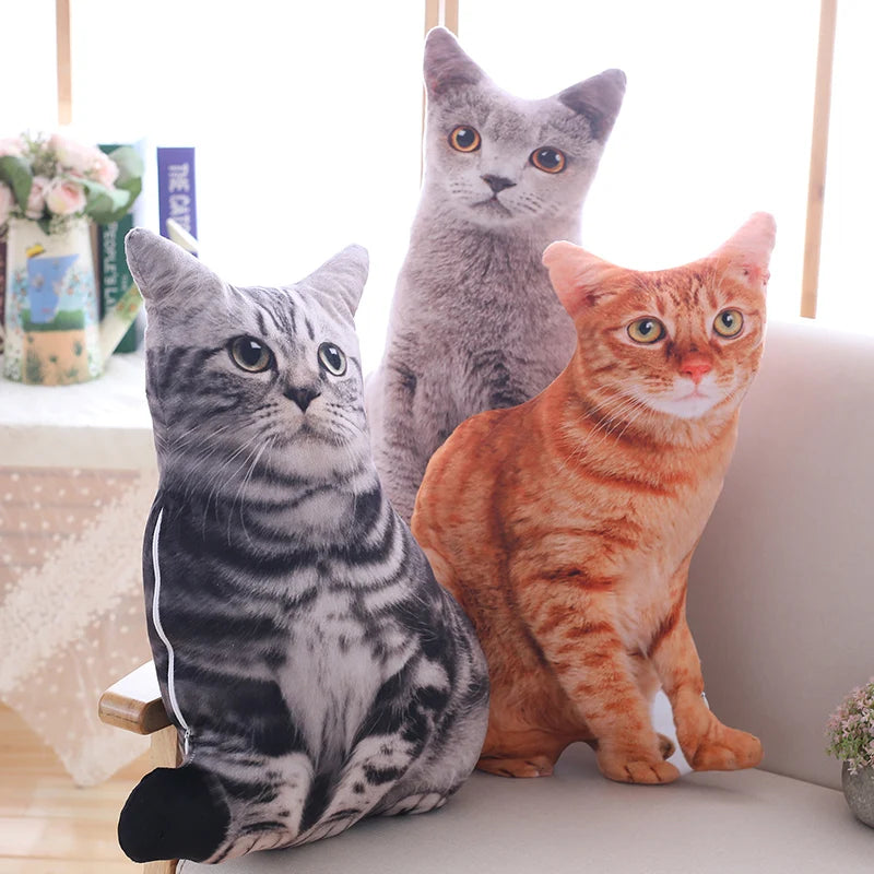 3D Photorealistic Cat Plush Throw Pillow