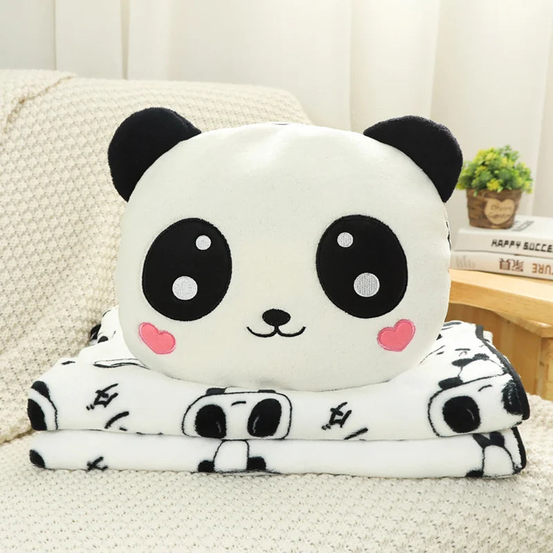 2-in-1 Cute Panda Plush Blanket Pillow