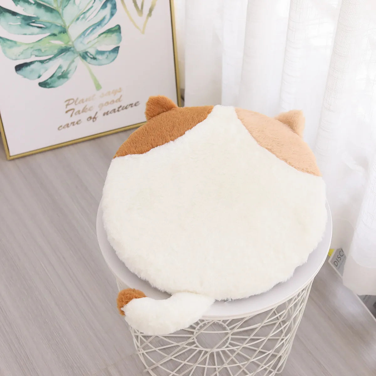 Adorable Plush Calico Cat Floor Cushion