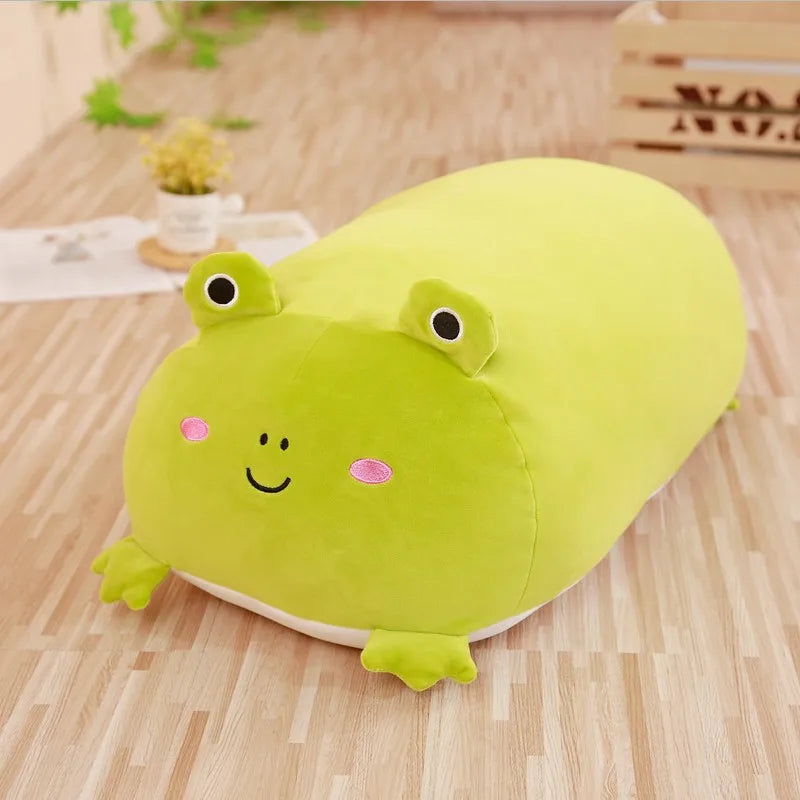 Chubby Calico Cat Plush Pillow with Smiling Face