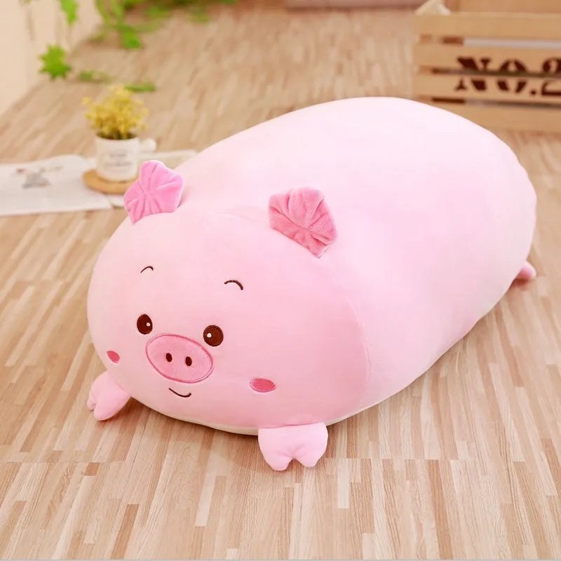Chubby Calico Cat Plush Pillow with Smiling Face