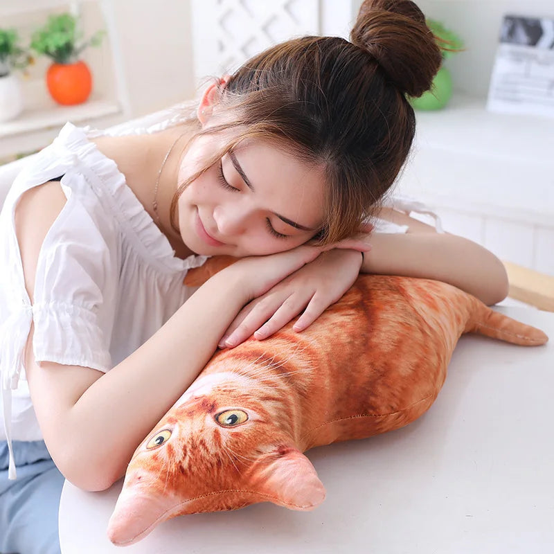 3D Photorealistic Cat Plush Throw Pillow