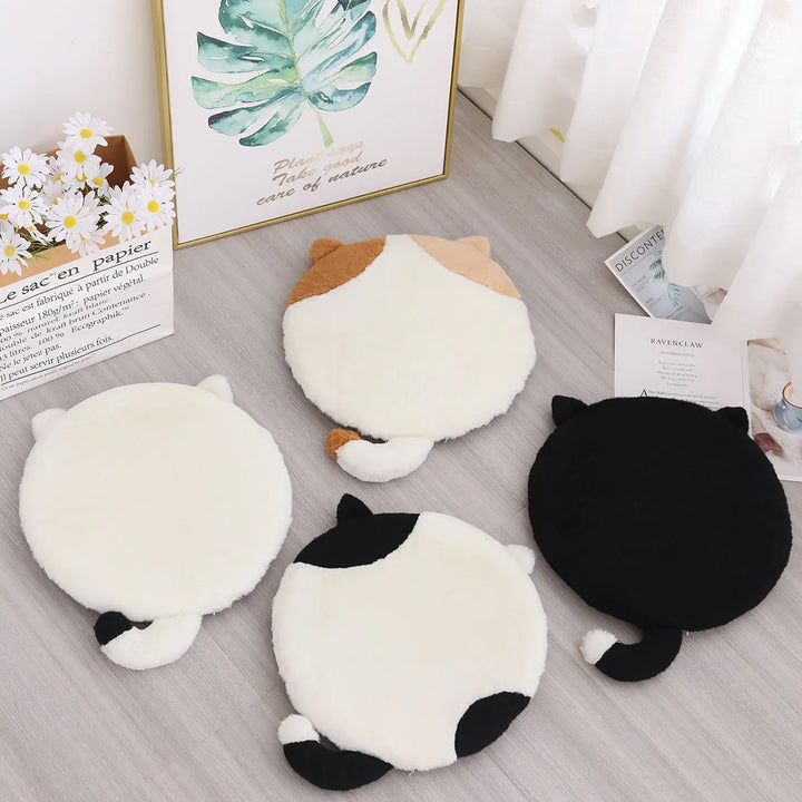 Adorable Plush Calico Cat Floor Cushion