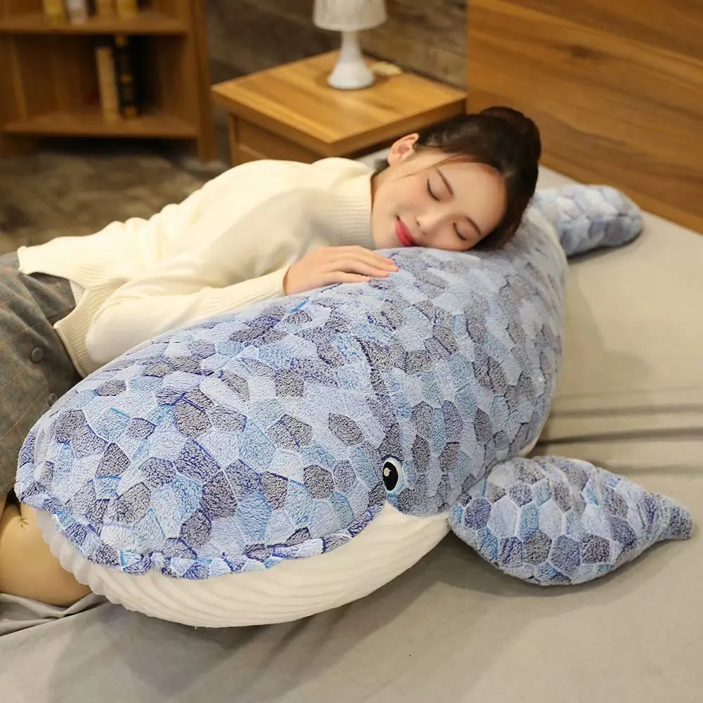 Blue Gray Mosaic Plush Whale Toy