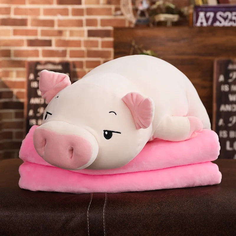 Chubby Lying Pink and Cream Pig Plush