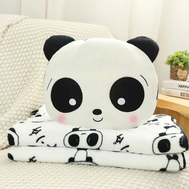 2-in-1 Cute Panda Plush Blanket Pillow