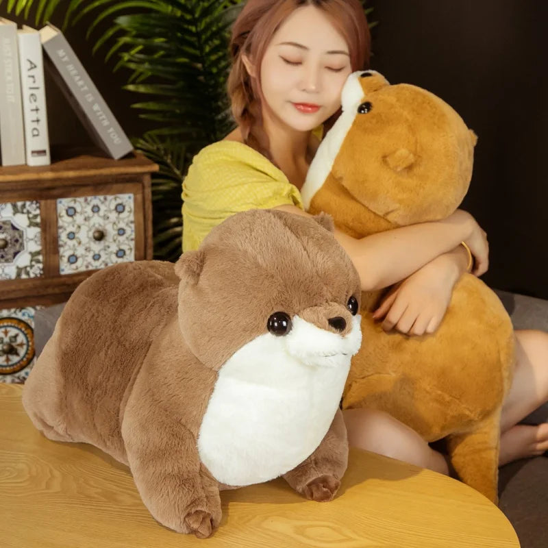 Chubby Brown Otter Plushie with White Belly
