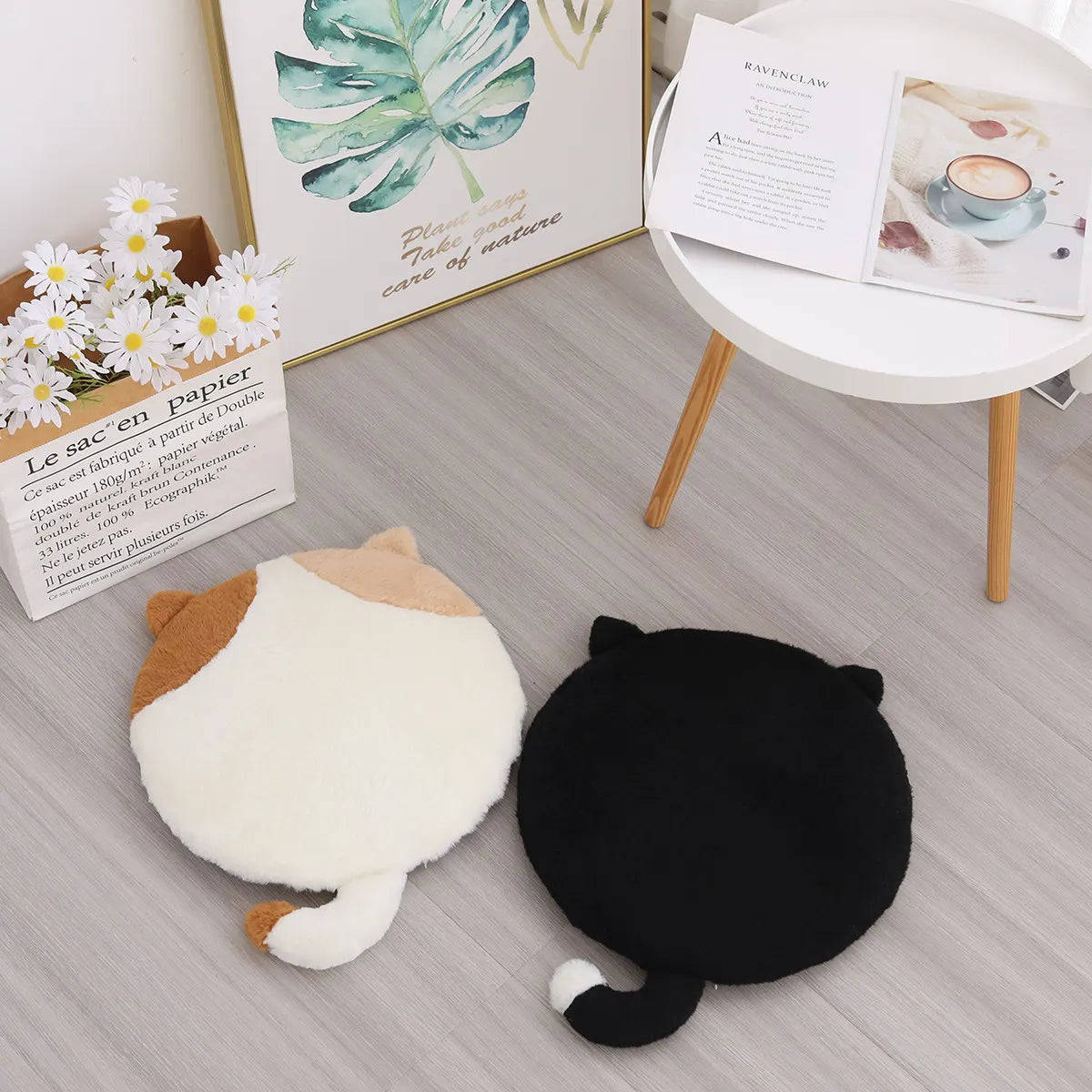 Adorable Plush Calico Cat Floor Cushion