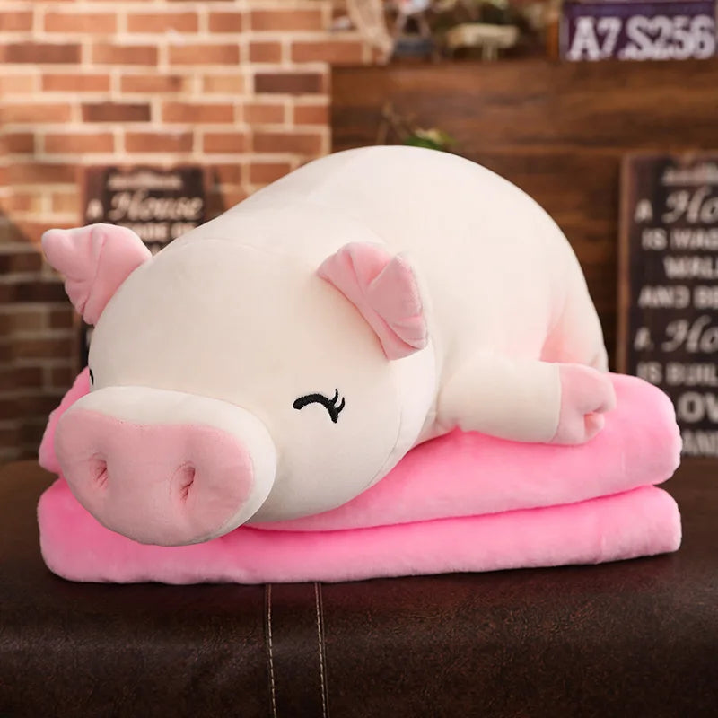 Chubby Lying Pink and Cream Pig Plush