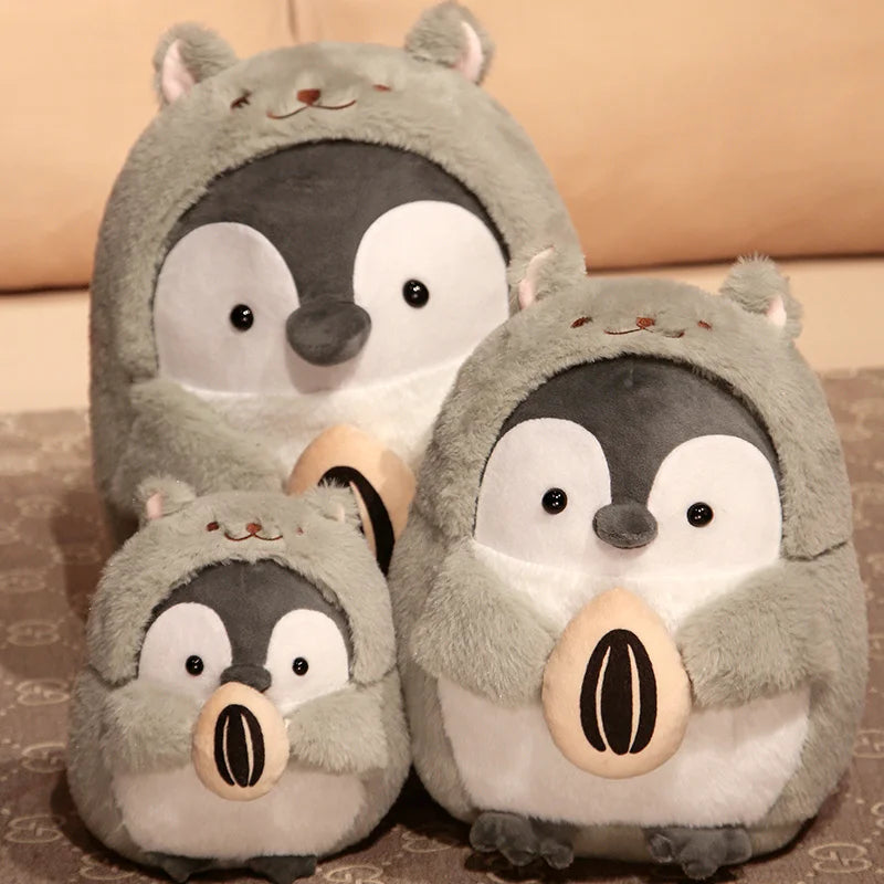 Adorable Grey Penguin Plush with Yellow Hat