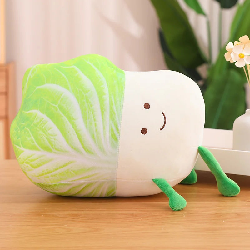Cute Cabbage Plush Pillow with Smiling Face