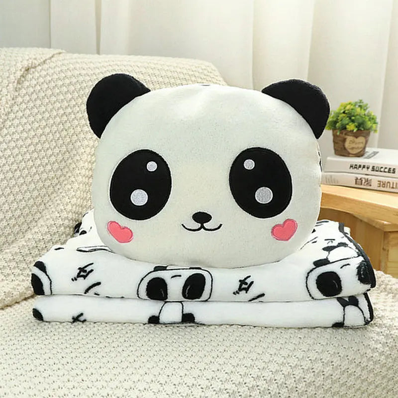 2-in-1 Cute Panda Plush Blanket Pillow