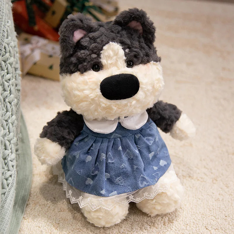Adorable White Bear Plush in Gingham with Star