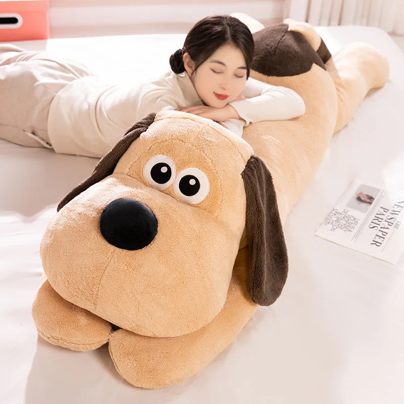 Cartoon Tan Long Plush Dog Pillow