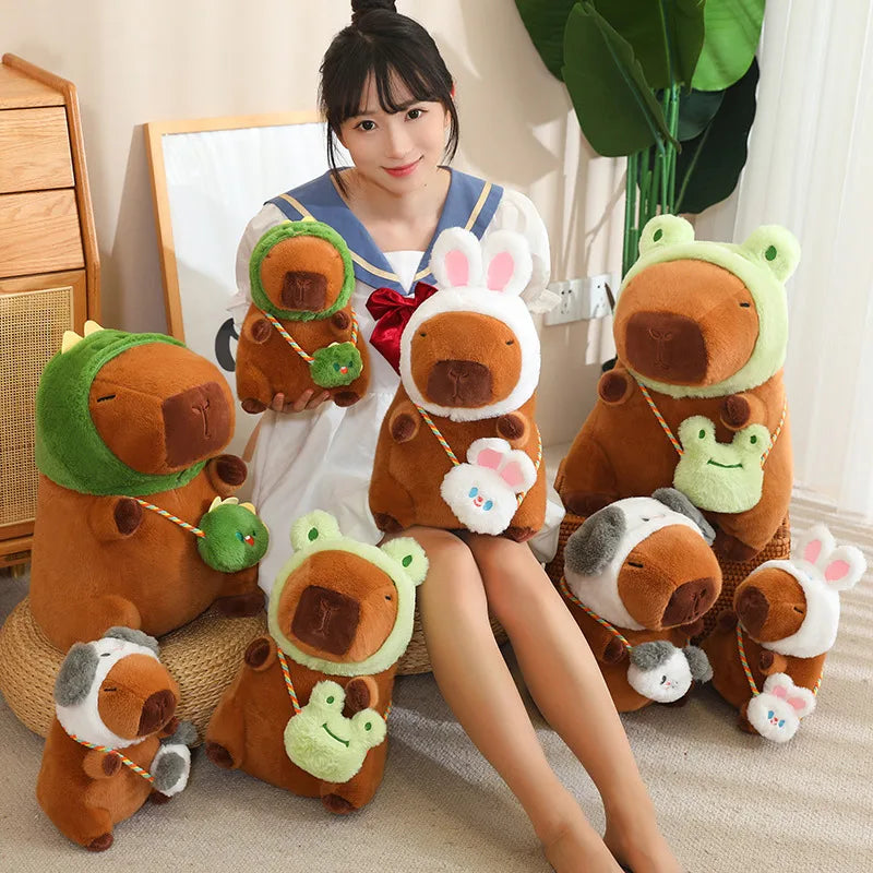 Adorable Capybara Plush with Animal Hood and Bag