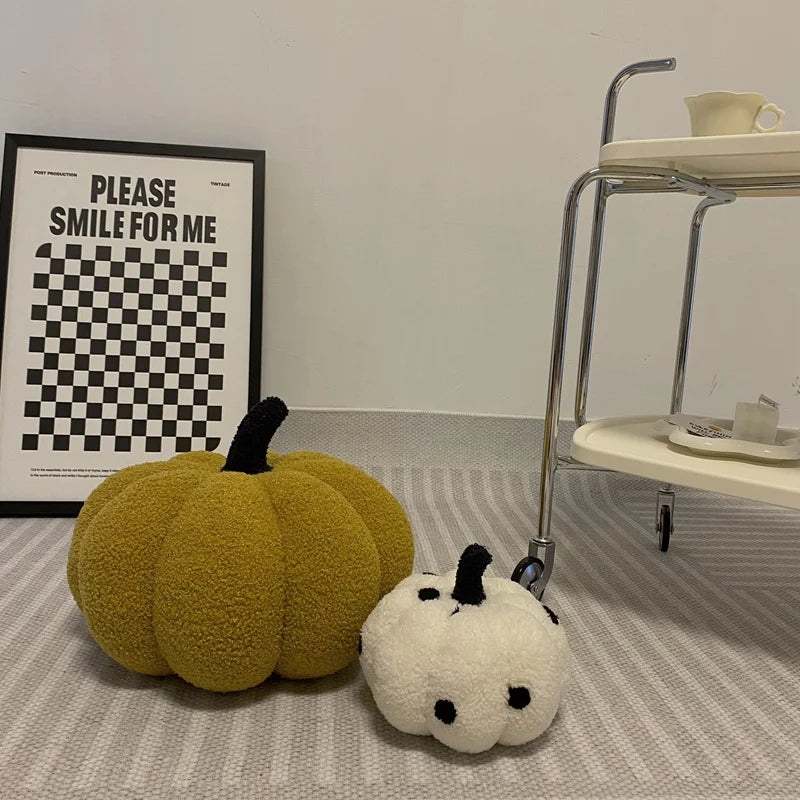 Cream Plush Pumpkin Polka Dot Handbag