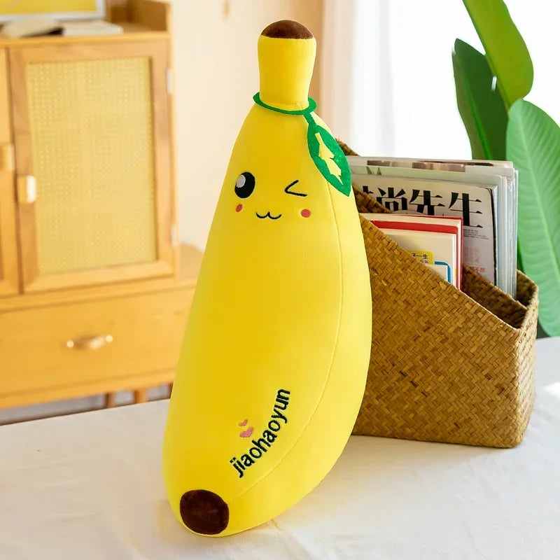 Bright Yellow Kawaii Banana Cuddle Pillow