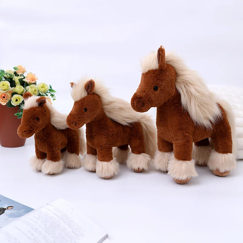 Brown Plush Pony with Blonde Mane and Feathered Legs