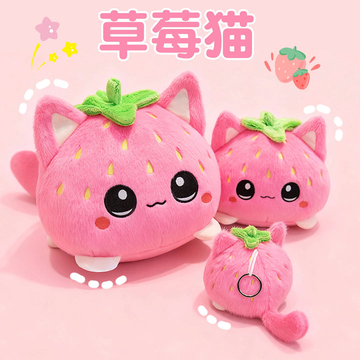 Kawaii Pink Strawberry Cat Plush Toy