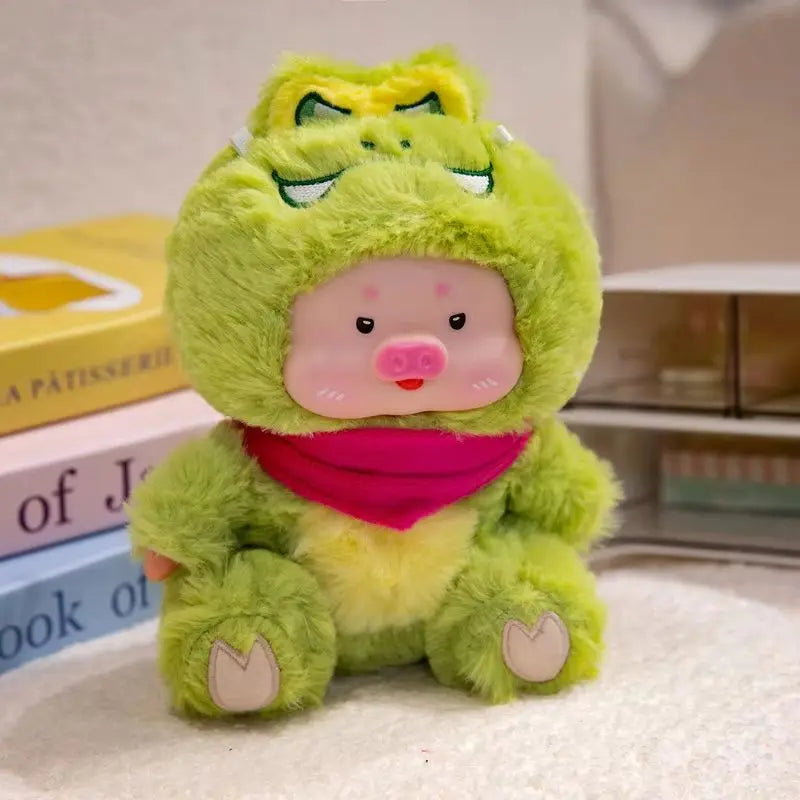 Adorable Pig Plush in Orange Giraffe Costume