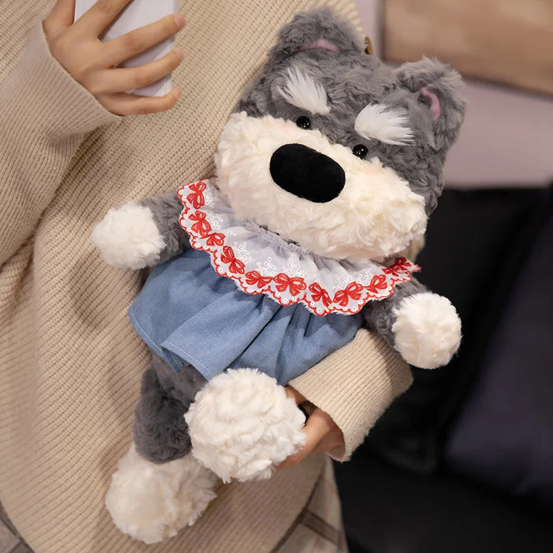 Adorable White Bear Plush in Gingham with Star