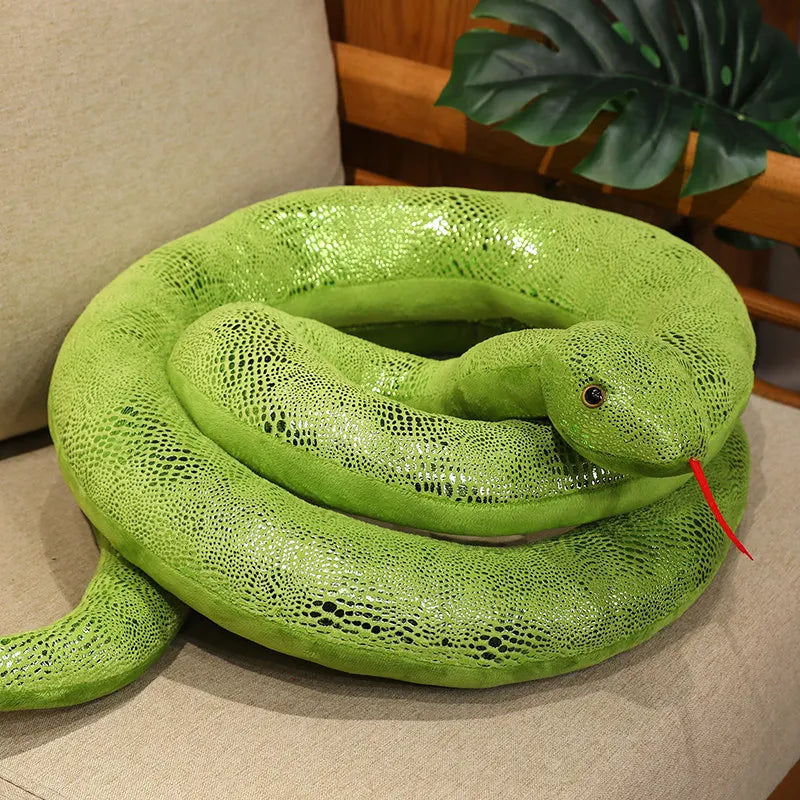 Black Scaled Snake Plush with Red Tongue