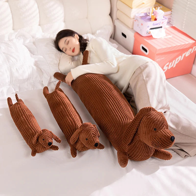 Brown Corduroy Dachshund Body Pillow