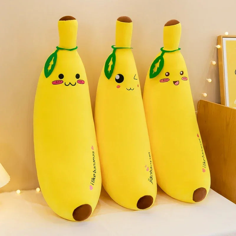 Bright Yellow Kawaii Banana Cuddle Pillow