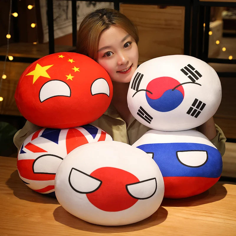 Soft Round Countryball Flag Plush Toy