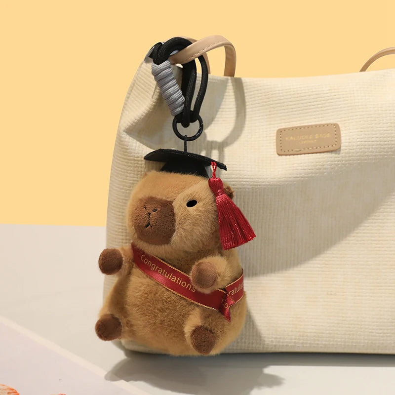 Adorable Graduation Plush Keychain with Ribbon