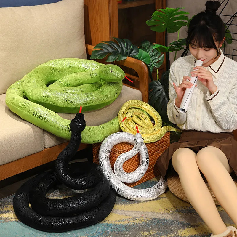 Black Scaled Snake Plush with Red Tongue