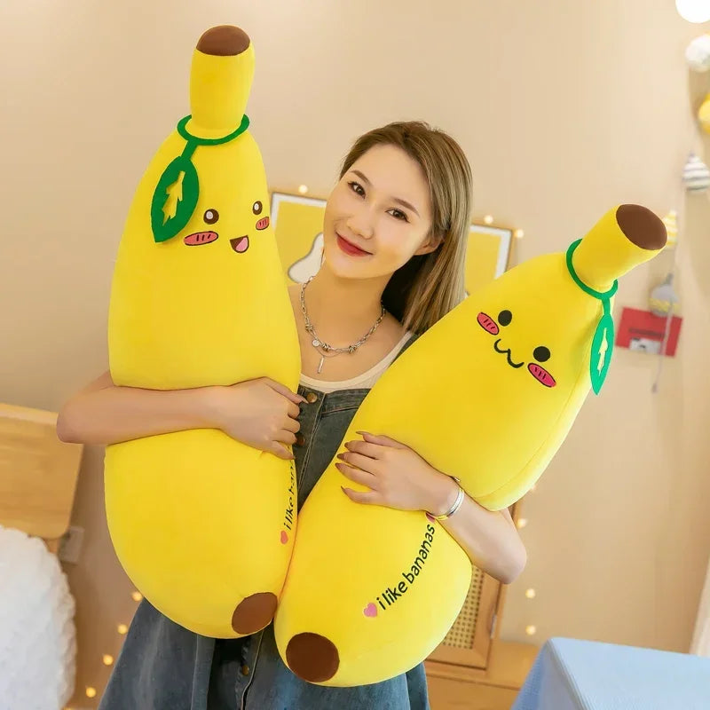 Bright Yellow Kawaii Banana Cuddle Pillow