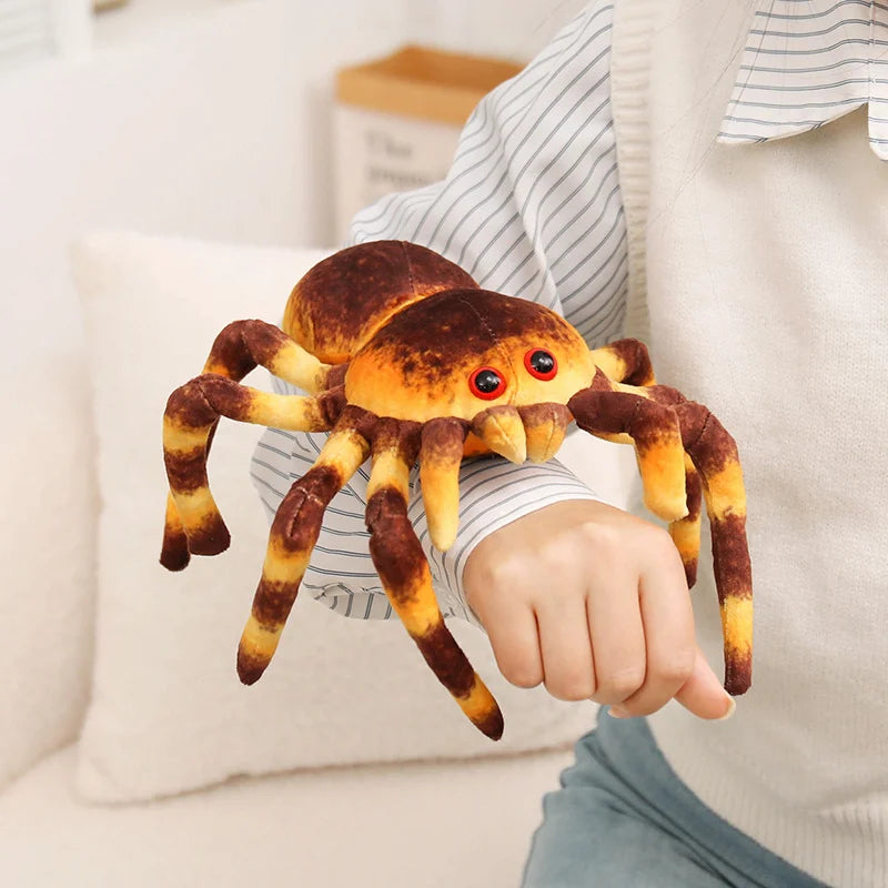 Blue Striped Plush Spider with Red Eyes