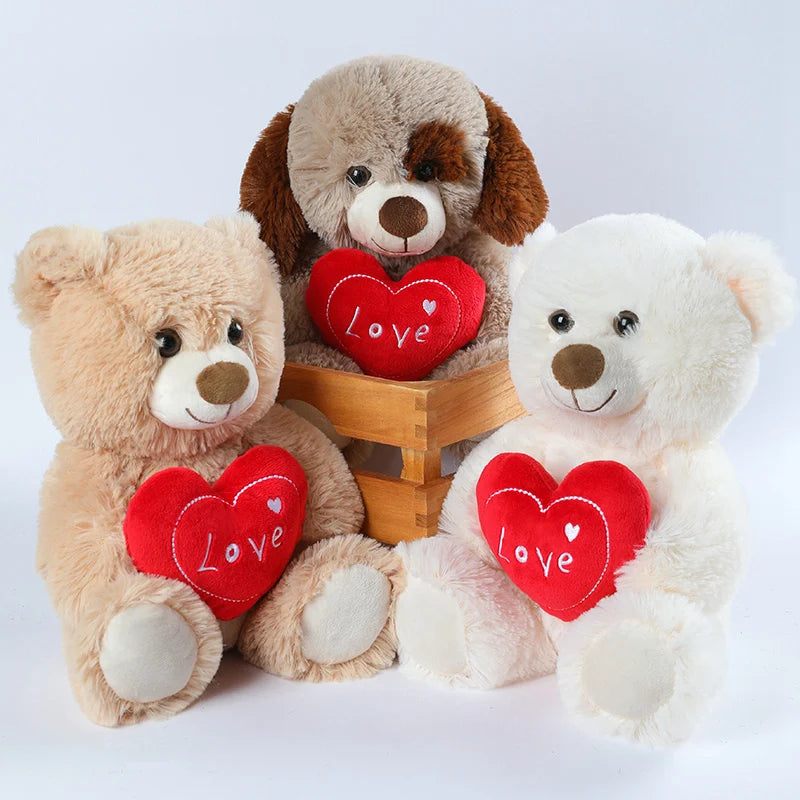 Soft Tan Plush Teddy Bear with Red 'Love' Heart