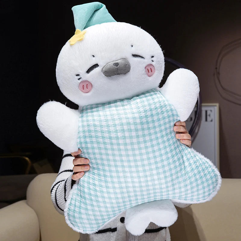 Adorable Elephant Plush Pillow with Gingham Body