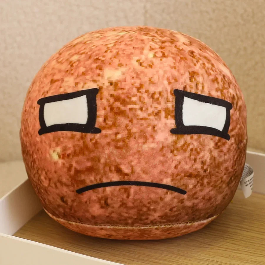 Round Orange Sun Plush Pillow with Asymmetric Face